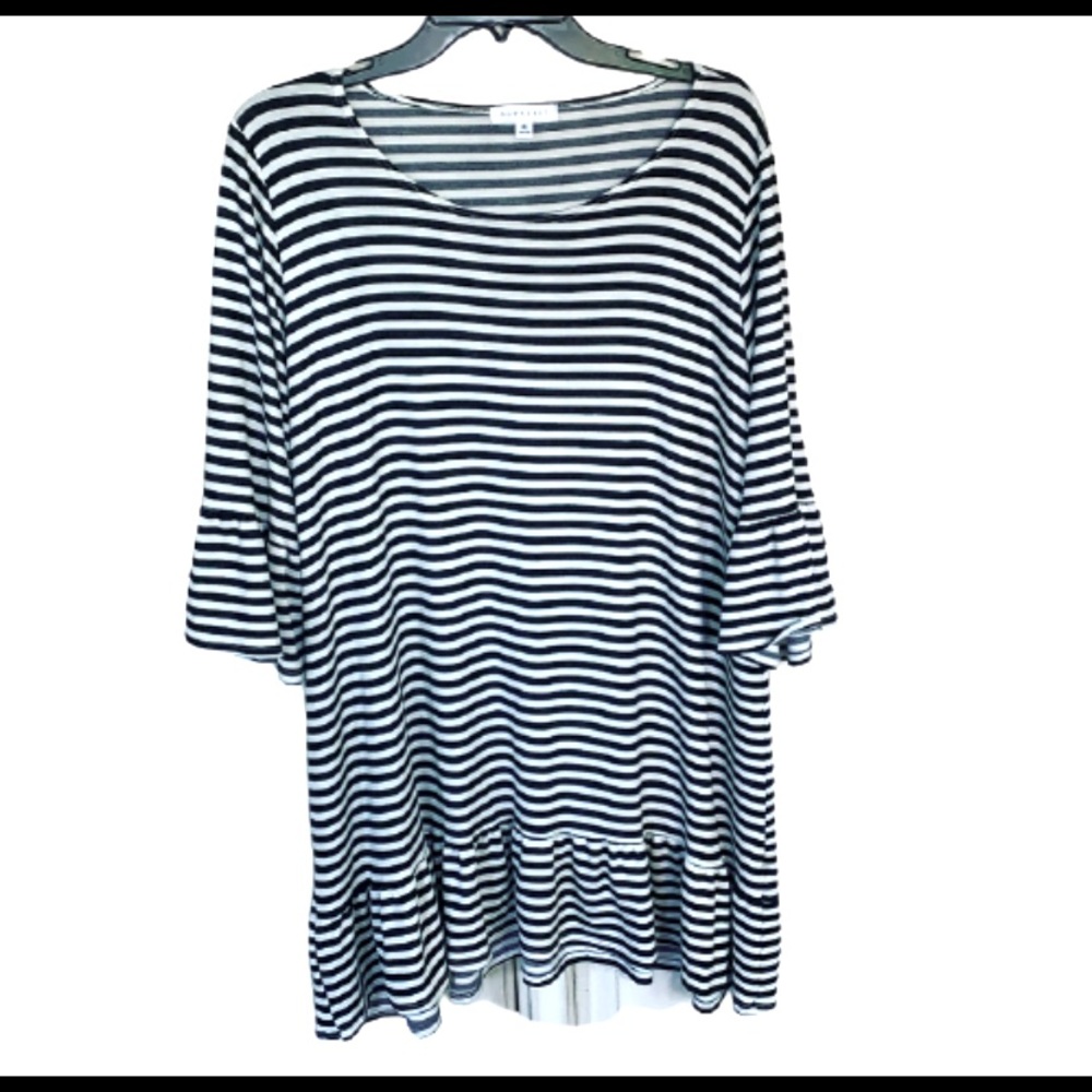 Downeast Women’s XL Black and White Striped Tunic